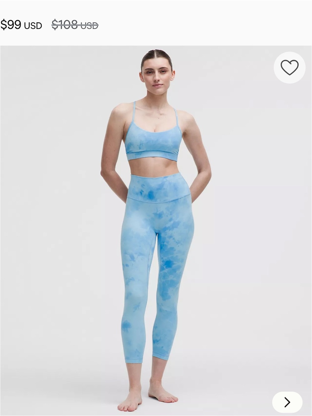 lululemon athletica Light Blue Tie-Dye High-Rise Bike Shorts